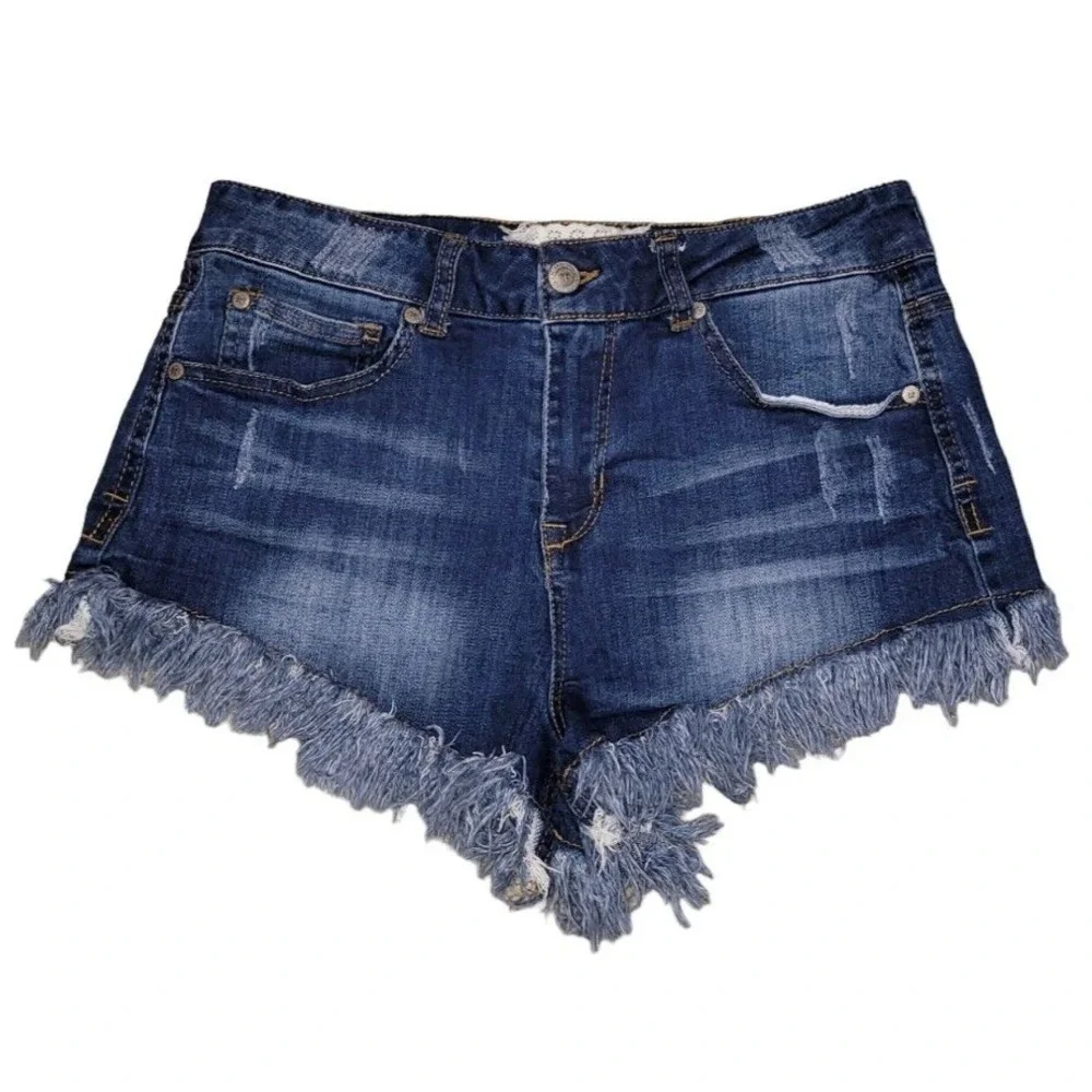 Anthropologie‎ Altard State Shorts Womens 7 Cut Off Blue Denim Distressed Jean